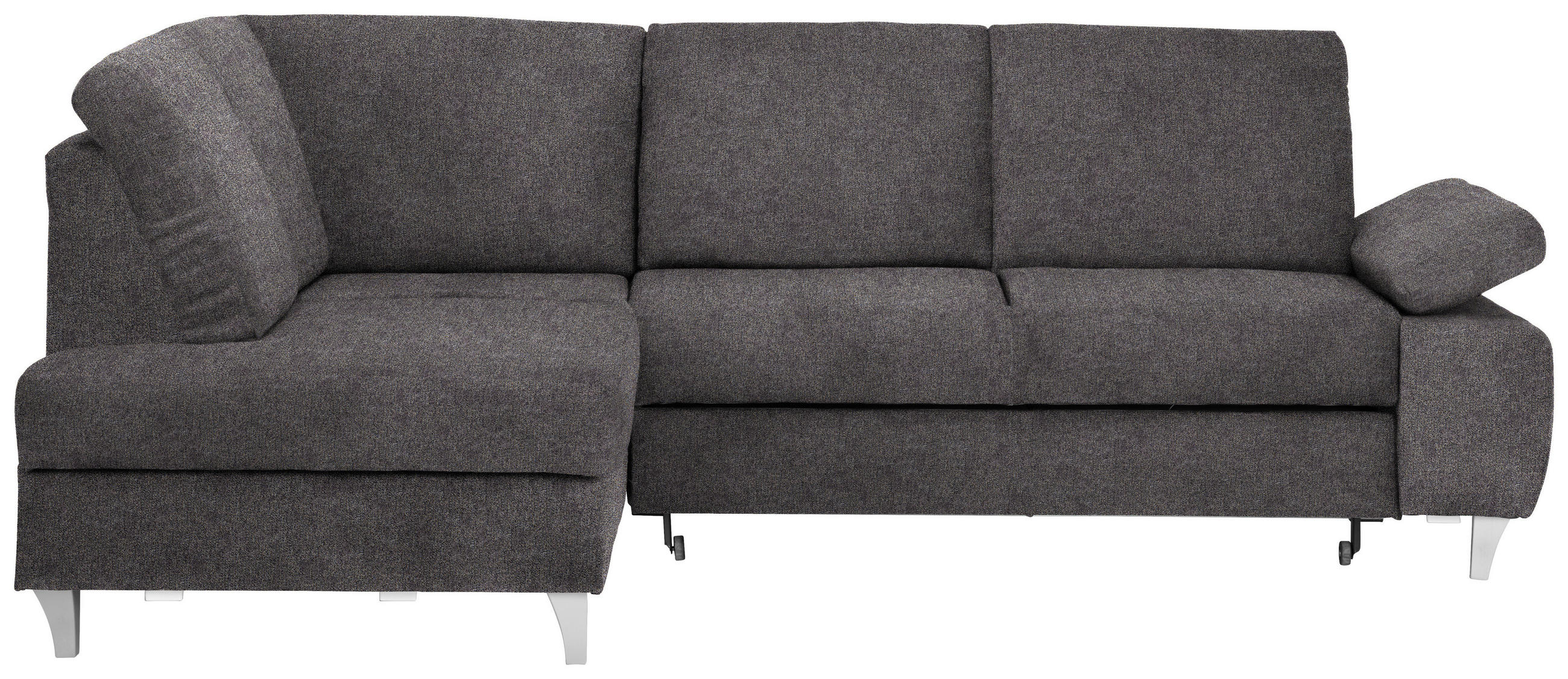 ECKSOFA in Flachgewebe Graubraun  - Graubraun/Silberfarben, Konventionell, Holz/Textil (186/255cm) - Cantus