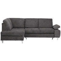 ECKSOFA in Flachgewebe Graubraun  - Graubraun/Silberfarben, Konventionell, Holz/Textil (186/255cm) - Cantus
