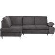 ECKSOFA in Flachgewebe Graubraun  186/255 cm  - Graubraun/Silberfarben, KONVENTIONELL, Holz/Textil (186/255cm) - Cantus