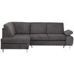 ECKSOFA in Flachgewebe Graubraun  186/255 cm  - Graubraun/Silberfarben, KONVENTIONELL, Holz/Textil (186/255cm) - Cantus