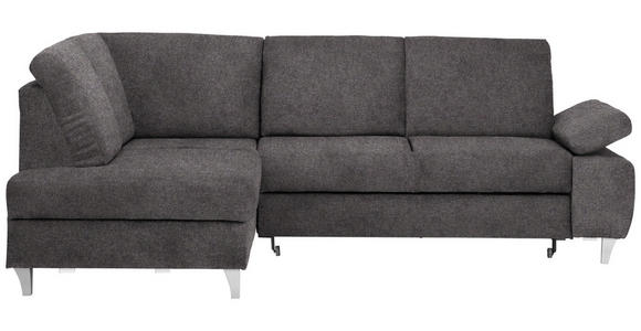 ECKSOFA in Flachgewebe Graubraun 186/255 cm - Graubraun/Silberfarben, KONVENTIONELL, Holz/Textil (186/255cm) - Cantus