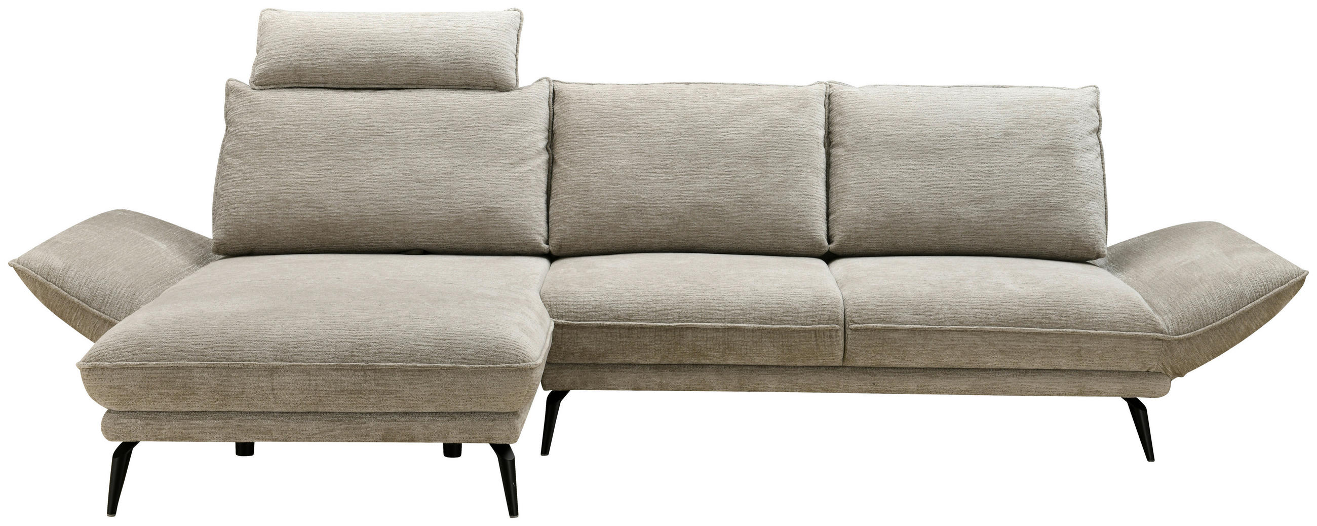 ECKSOFA Beige Mikrofaser  - Beige/Schwarz, Design, Textil/Metall (325/85/109-170cm) - Novel