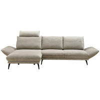 ECKSOFA Beige Mikrofaser  - Beige/Schwarz, Design, Textil/Metall (170/325cm) - Novel
