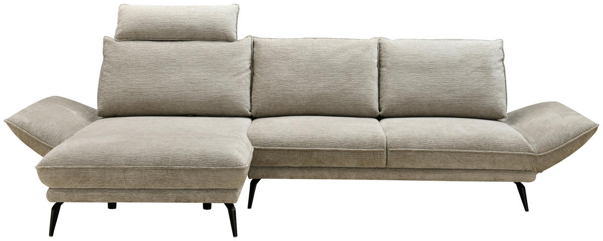 ECKSOFA Beige Mikrofaser  - Beige/Schwarz, Design, Textil/Metall (170/325cm) - Novel