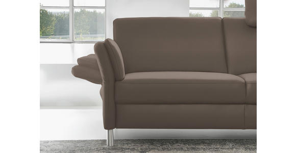 3-SITZER-SOFA Latina in Echtleder Braun   - Alufarben/Braun, Design, Leder/Metall (190/82/99cm) - Dieter Knoll