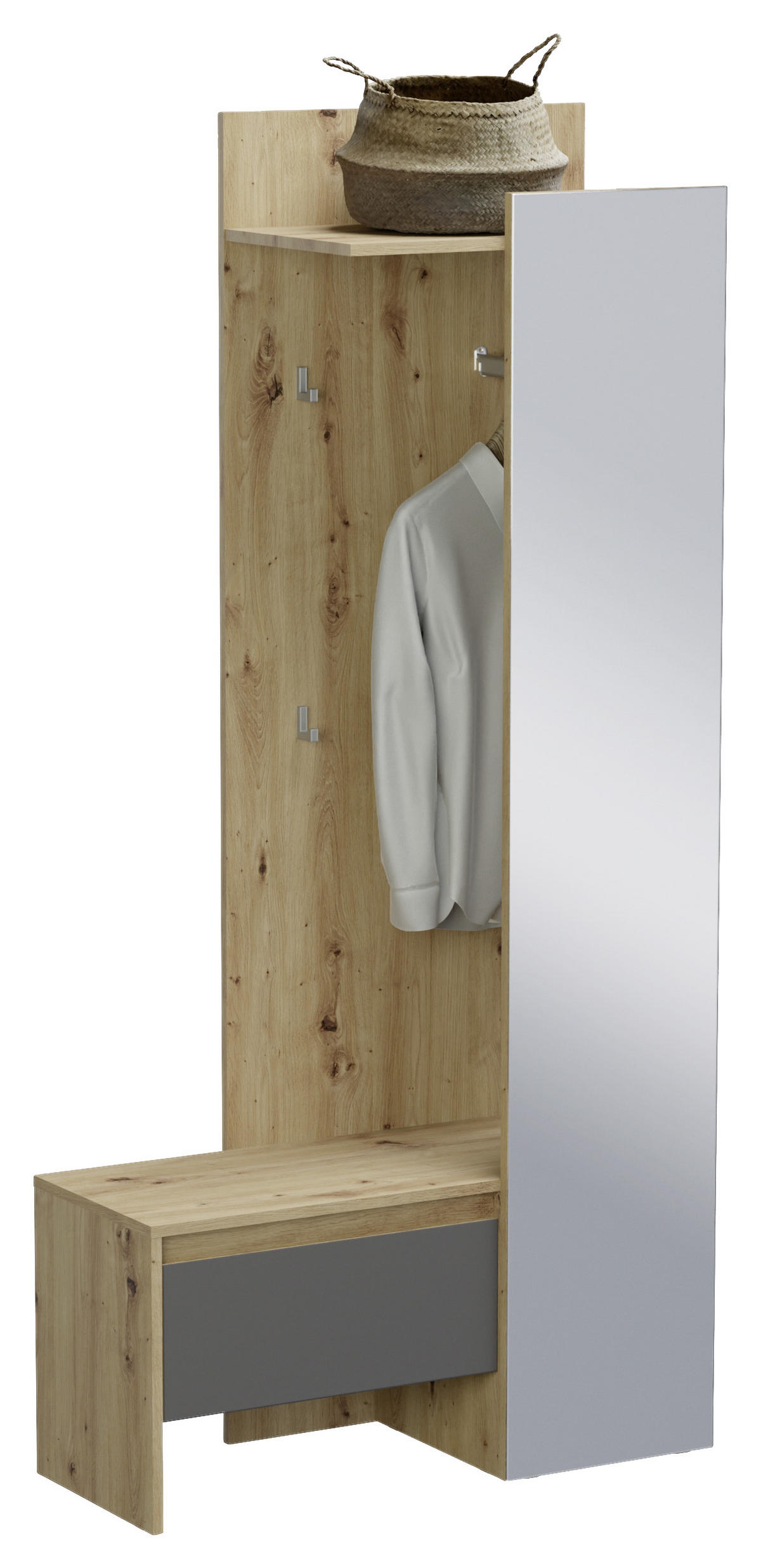 ŠATNA, 90/180/39 cm - šedá/dub artisan, Moderní, kompozitní dřevo/sklo (90/180/39cm) - MID.YOU