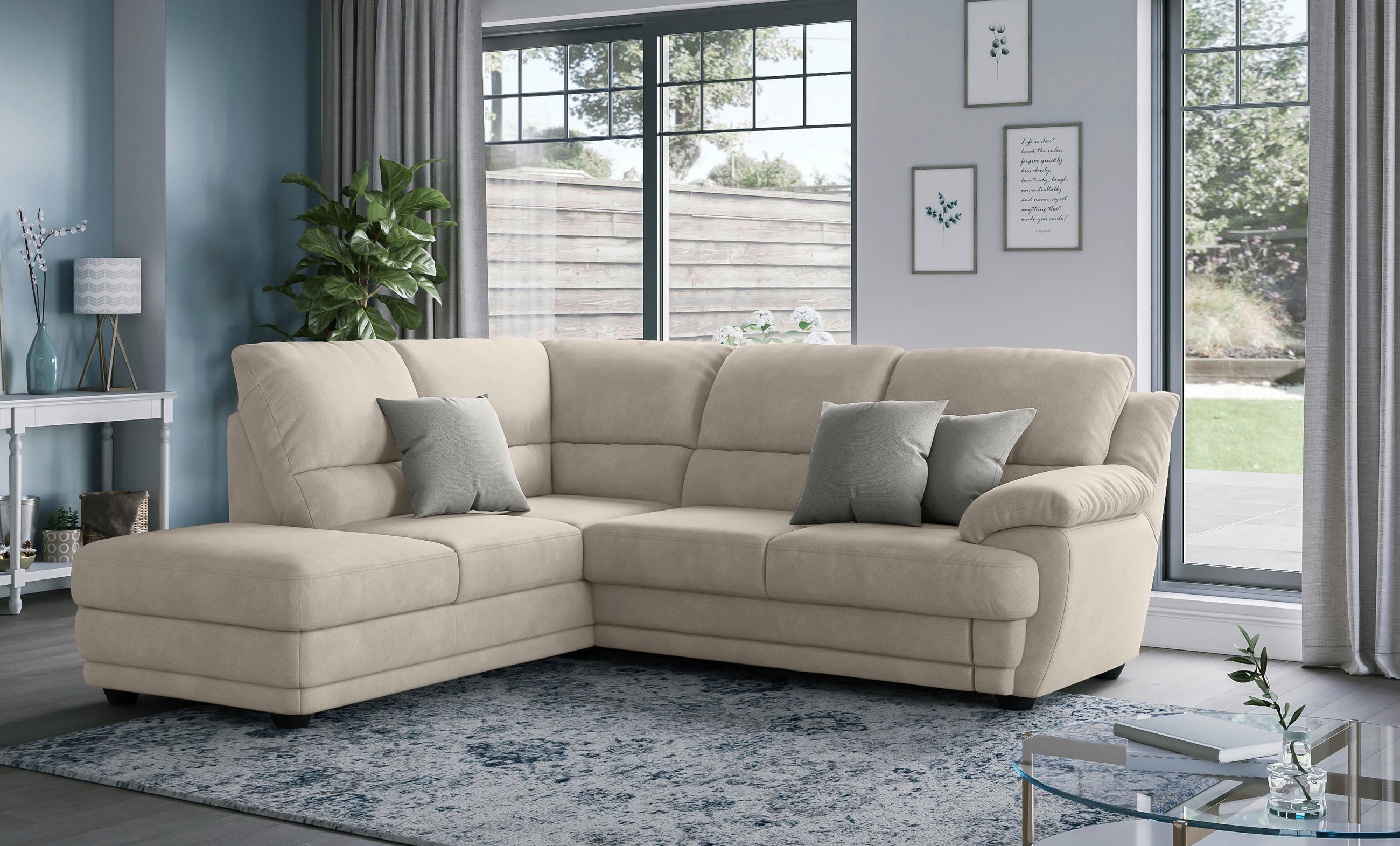ECKSOFA in Mikrofaser Sandfarben  225/245 cm  - Sandfarben, Design, Kunststoff/Textil (225/245cm) - Livetastic