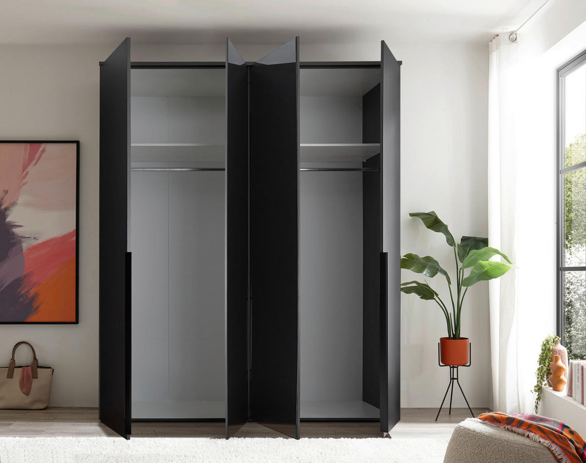 DREHTÜRENSCHRANK 180/225/52 cm 4-türig Graphitfarben  - Graphitfarben/Schwarz, MODERN, Glas/Holzwerkstoff (180/225/52cm) - MID.YOU