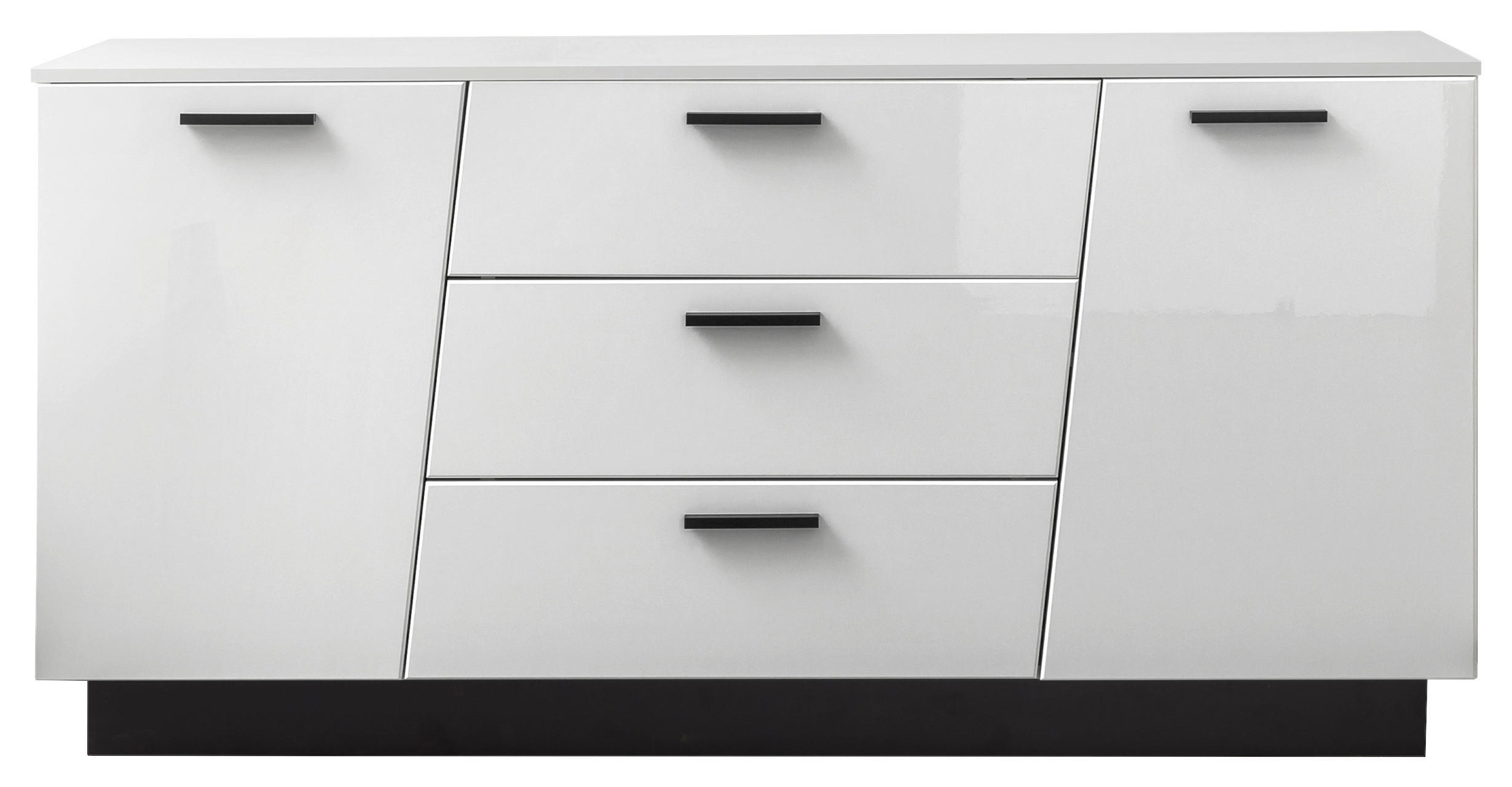 ŠIROKÁ KOMODA, černá, vysoce lesklá bílá, 160/80/43,6 cm - bílá/černá, Lifestyle, kompozitní dřevo/plast (160/80/43,6cm) - Livetastic