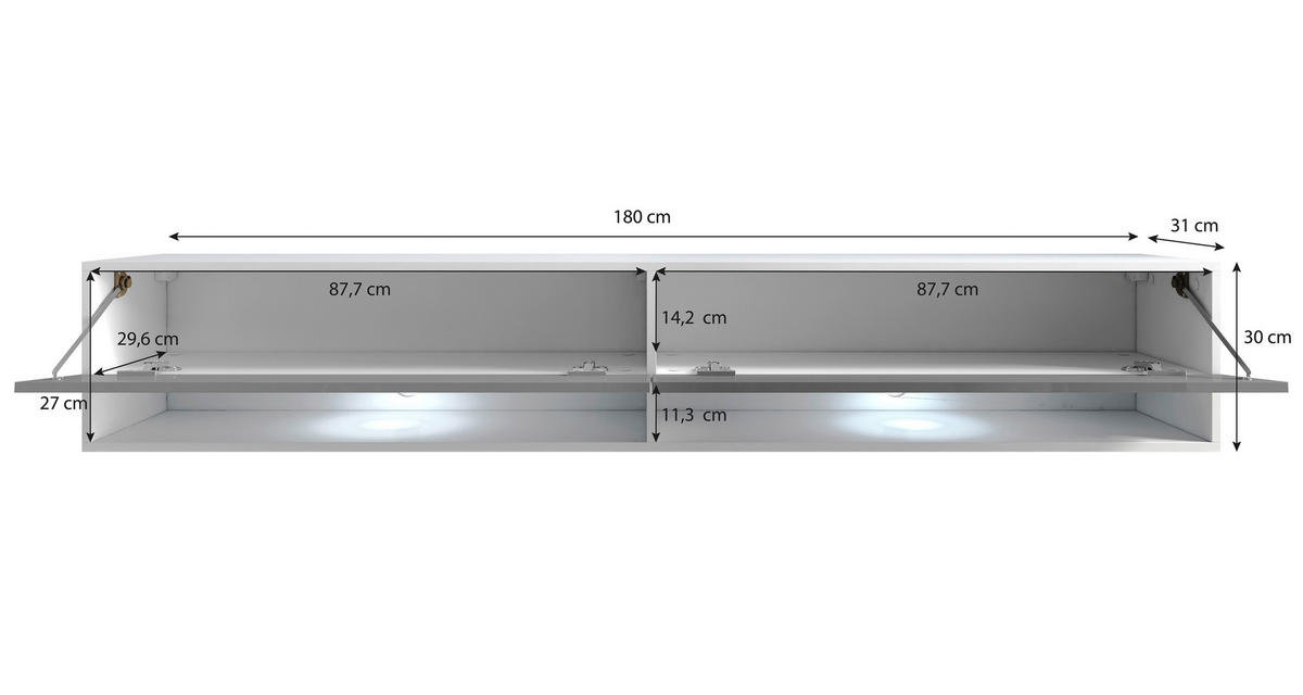 NÍZKÁ KOMODA, barva starého dubu, 180/30/32 cm - šedá/barva starého dubu, Lifestyle, kompozitní dřevo/plast (180/30/32cm) - P & B