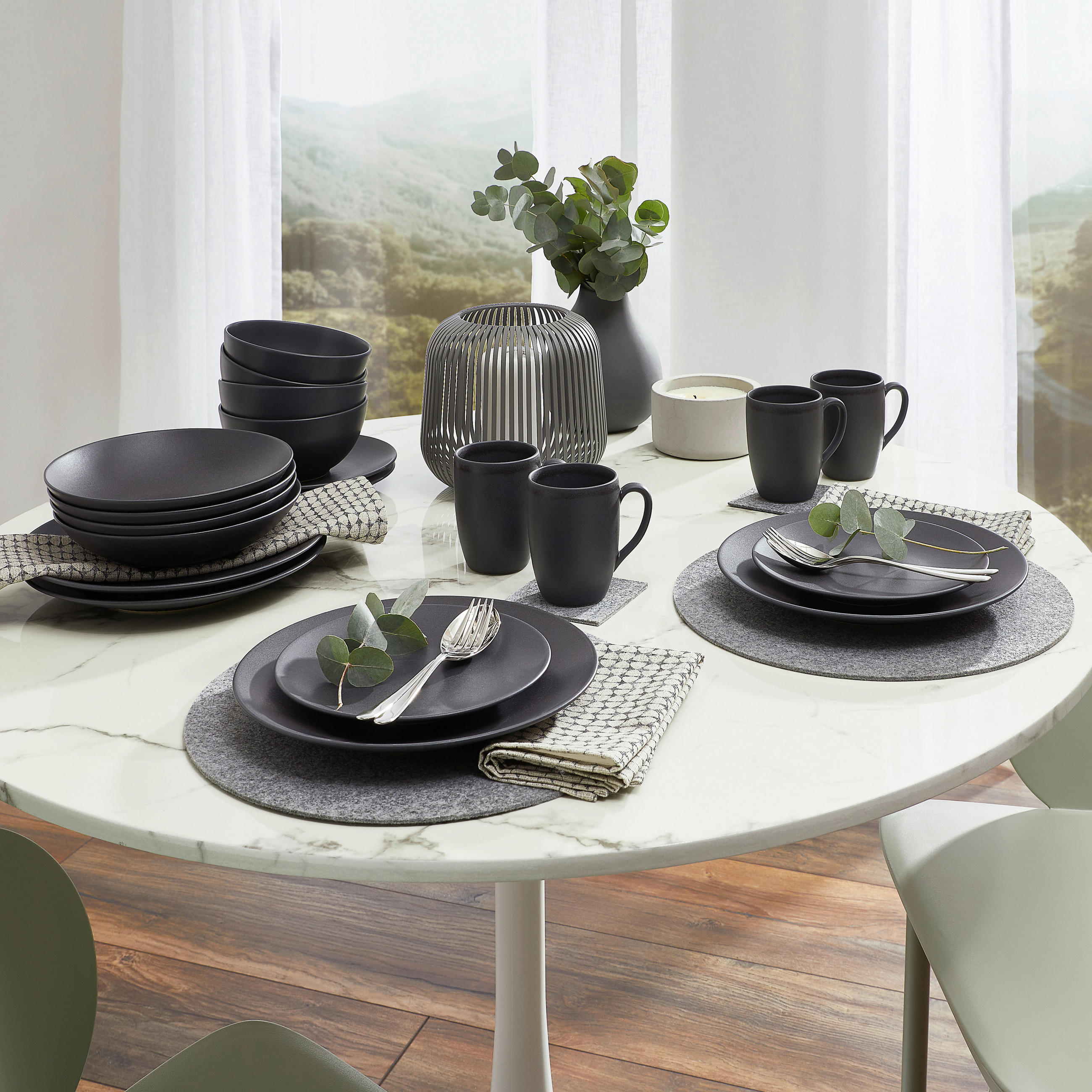 KOMBISERVICE Schwarz 20-teilig Soft Touch black  - Schwarz, Design, Keramik (39,5/43/37cm) - Creatable