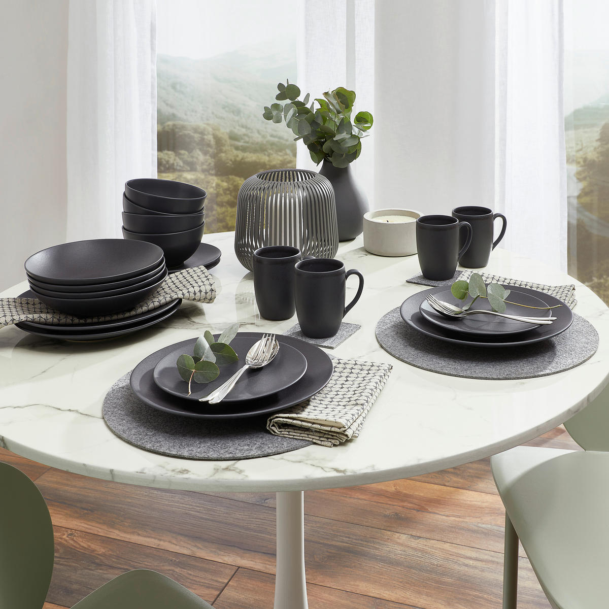 KOMBISERVICE Schwarz Soft Touch black 20-teilig  - Schwarz, Design, Keramik (39,5/43/37cm) - Creatable