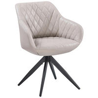 ARMLEHNSTUHL  Sitzfläche 360° drehbar  Echtleder  Schwarz, Beige  - Beige/Schwarz, MODERN, Leder/Metall (61/83/62cm) - Livetastic