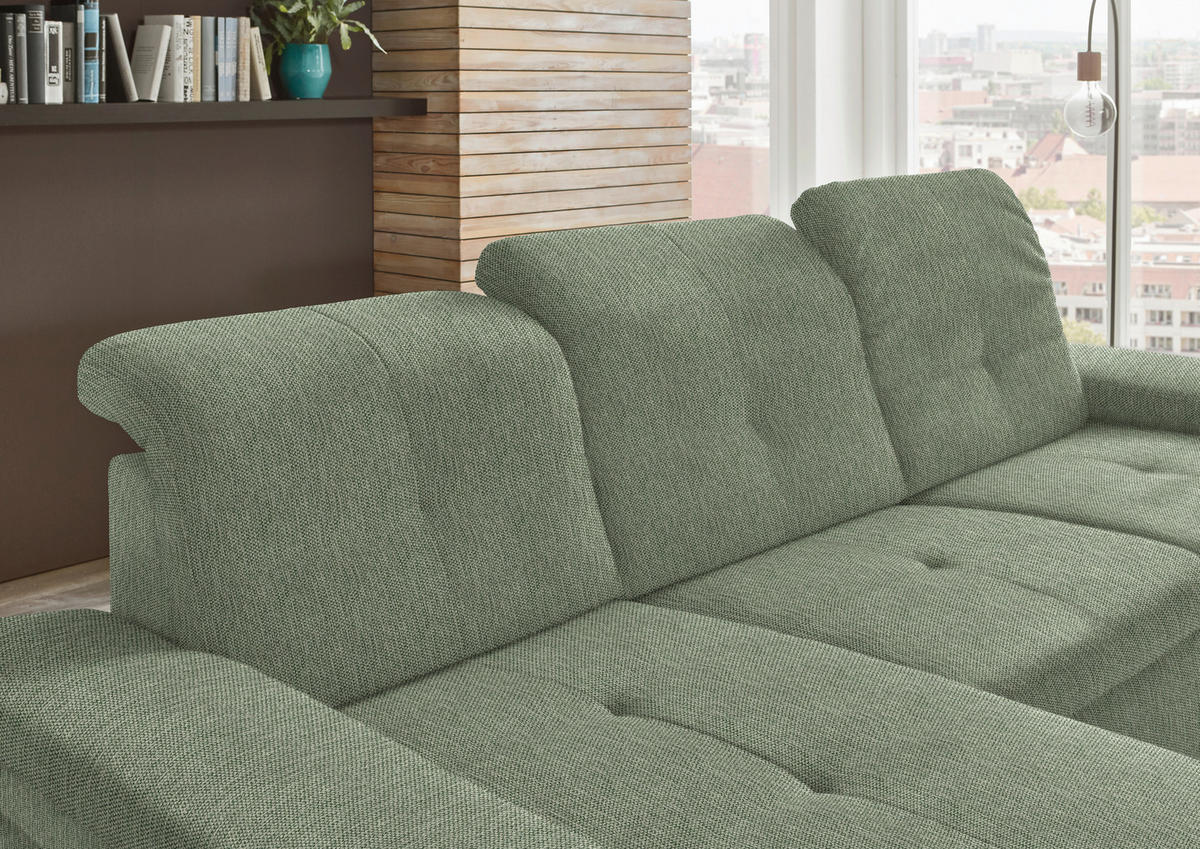 ECKSOFA in Flachgewebe Grün  - Schwarz/Grün, Design, Textil/Metall (174/297cm) - Beldomo Style