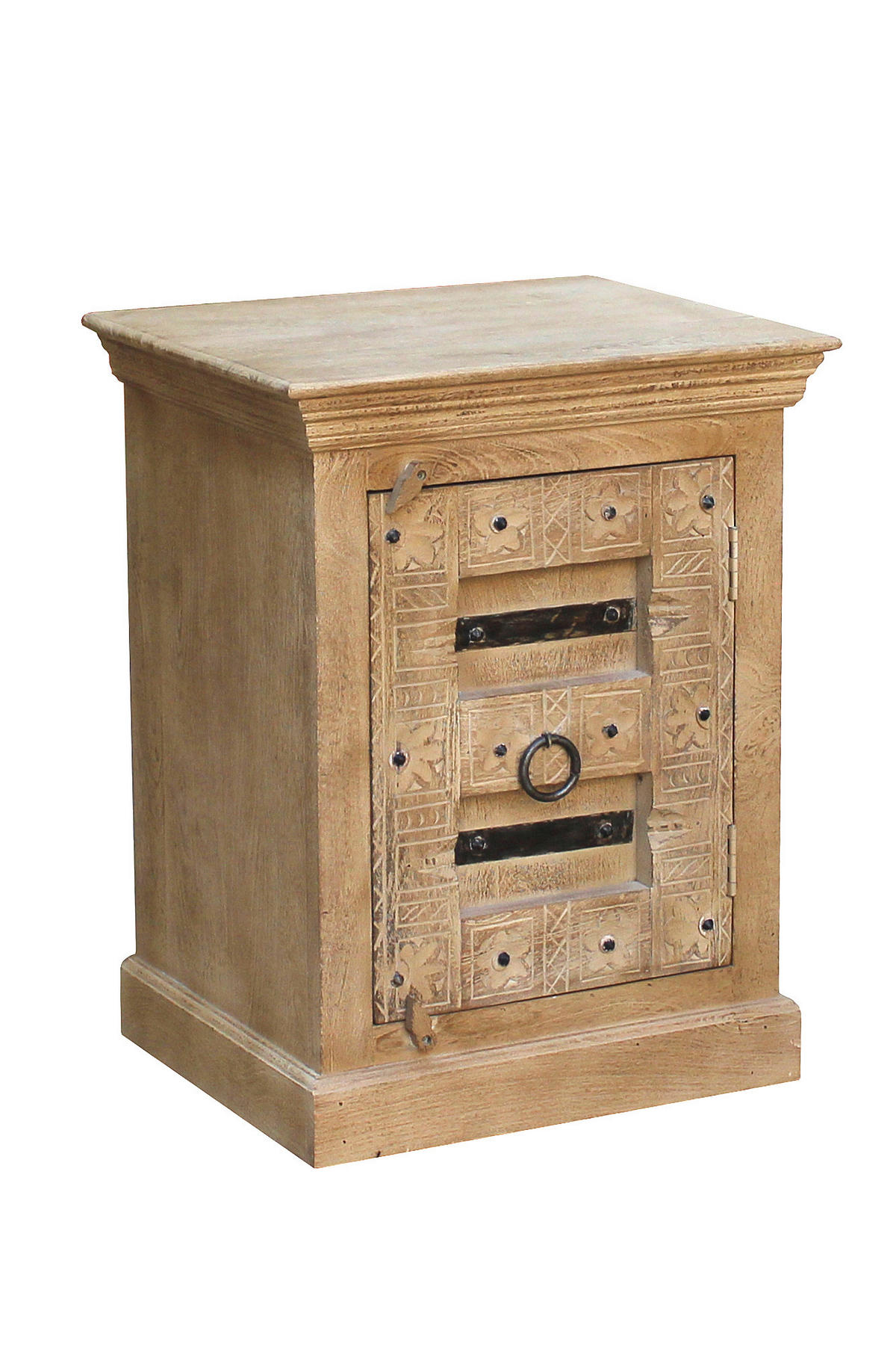 NACHTSCHRANK 55/70/45 cm Mangoholz massiv  - Schwarz/Naturfarben, Basics, Holz/Metall (55/70/45cm) - Livetastic