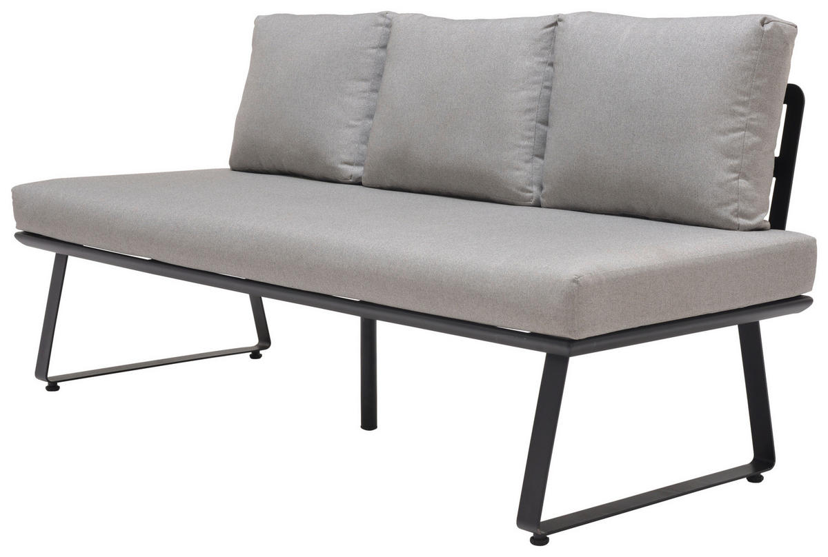 GARTENBANK 177/74,7/73,3 cm  Carbonstahl  - Hellgrau/Schwarz, Design, Textil/Metall (177/74,7/73,3cm) - Ambia Garden