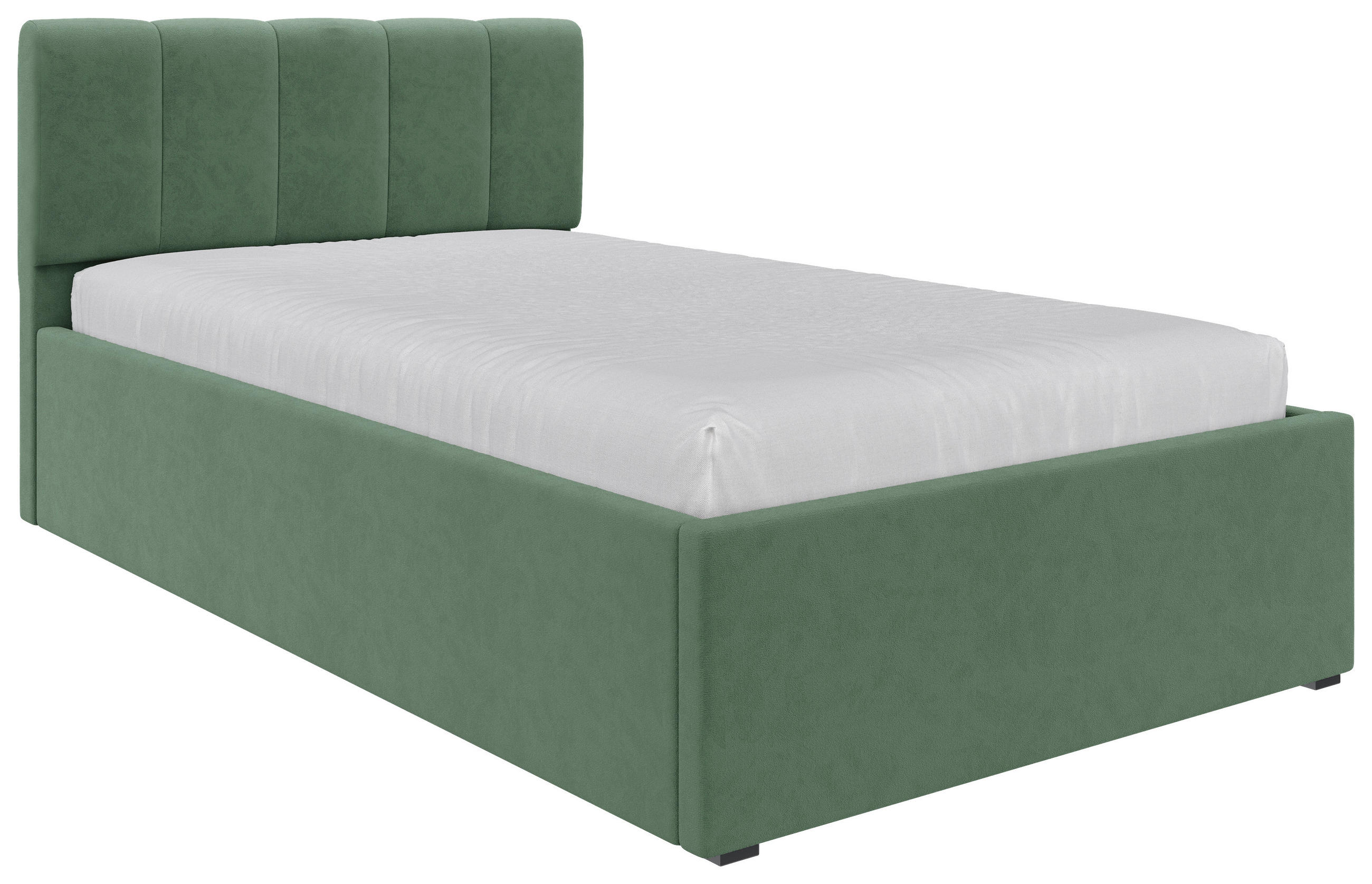 POLSTERBETT 120/200 cm,  in Salbeigrün, Lattenrost, Bettkasten,  - Salbeigrün/Schwarz, Design, Holz/Kunststoff (120/200cm) - Stylife