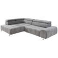 ECKSOFA in Webstoff Dunkelgrau  201/295 cm  - Dunkelgrau/Silberfarben, Design, Textil/Metall (201/295cm) - Hom`in