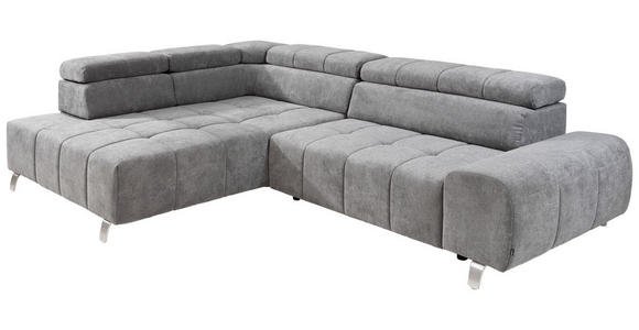 ECKSOFA in Webstoff Dunkelgrau  201/295 cm  - Dunkelgrau/Silberfarben, Design, Textil/Metall (201/295cm) - Hom`in