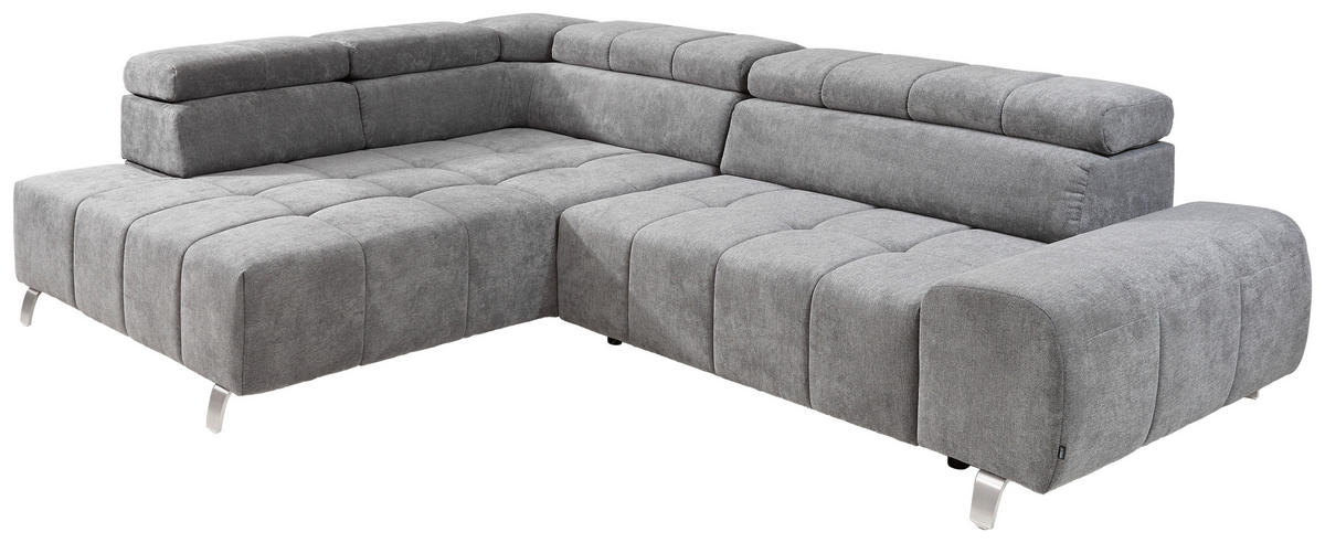 ECKSOFA in Webstoff Dunkelgrau  201/295 cm  - Dunkelgrau/Silberfarben, Design, Textil/Metall (201/295cm) - Hom`in
