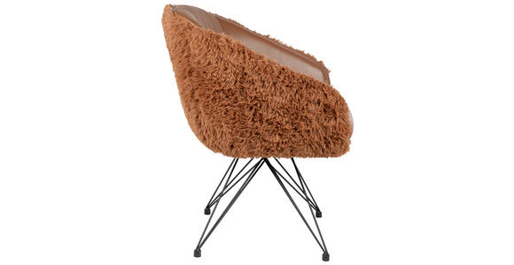 ARMLEHNSTUHL  in Eisen Teddystoff Echtleder pigmentiert  - Cognac/Schwarz, Design, Leder/Textil (59,5/83,5/63,5cm) - Belluti