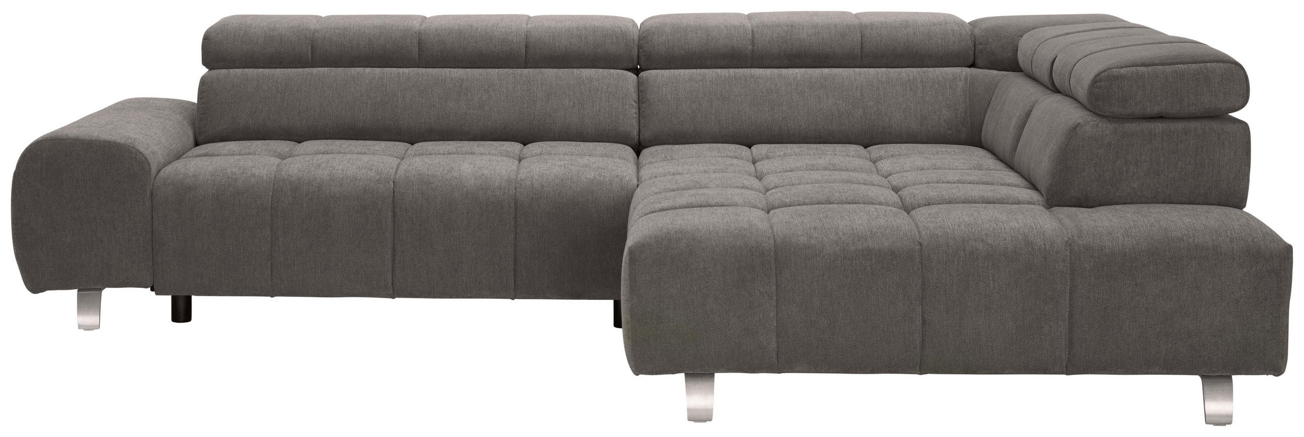 ECKSOFA Dunkelgrau Webstoff  - Dunkelgrau/Silberfarben, Design, Textil/Metall (295/201cm) - Hom`in