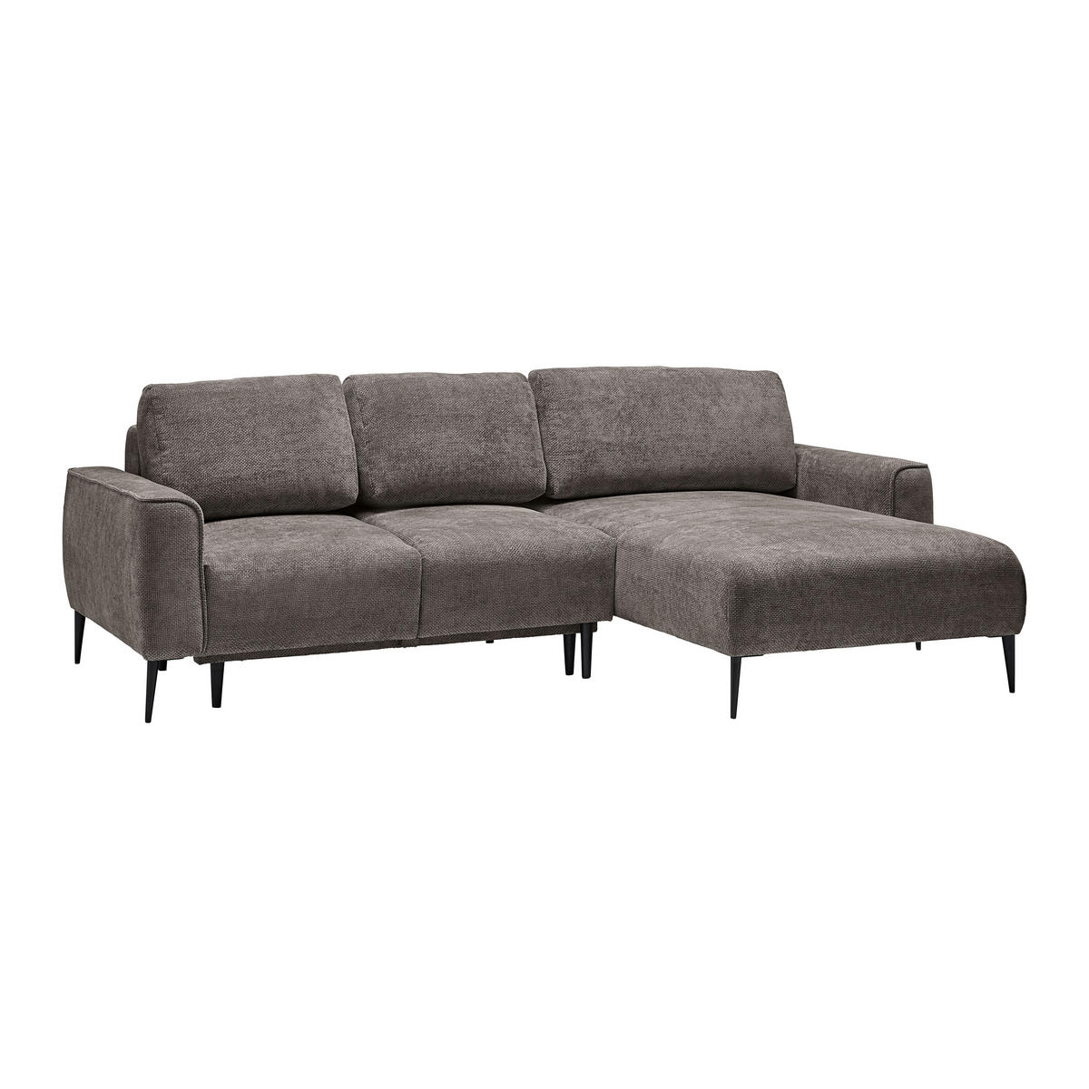 HÖRNSOFFA i vävt tyg gråbrun  - gråbrun/svart, Modern, metall/textil (255/164cm) - MID.YOU