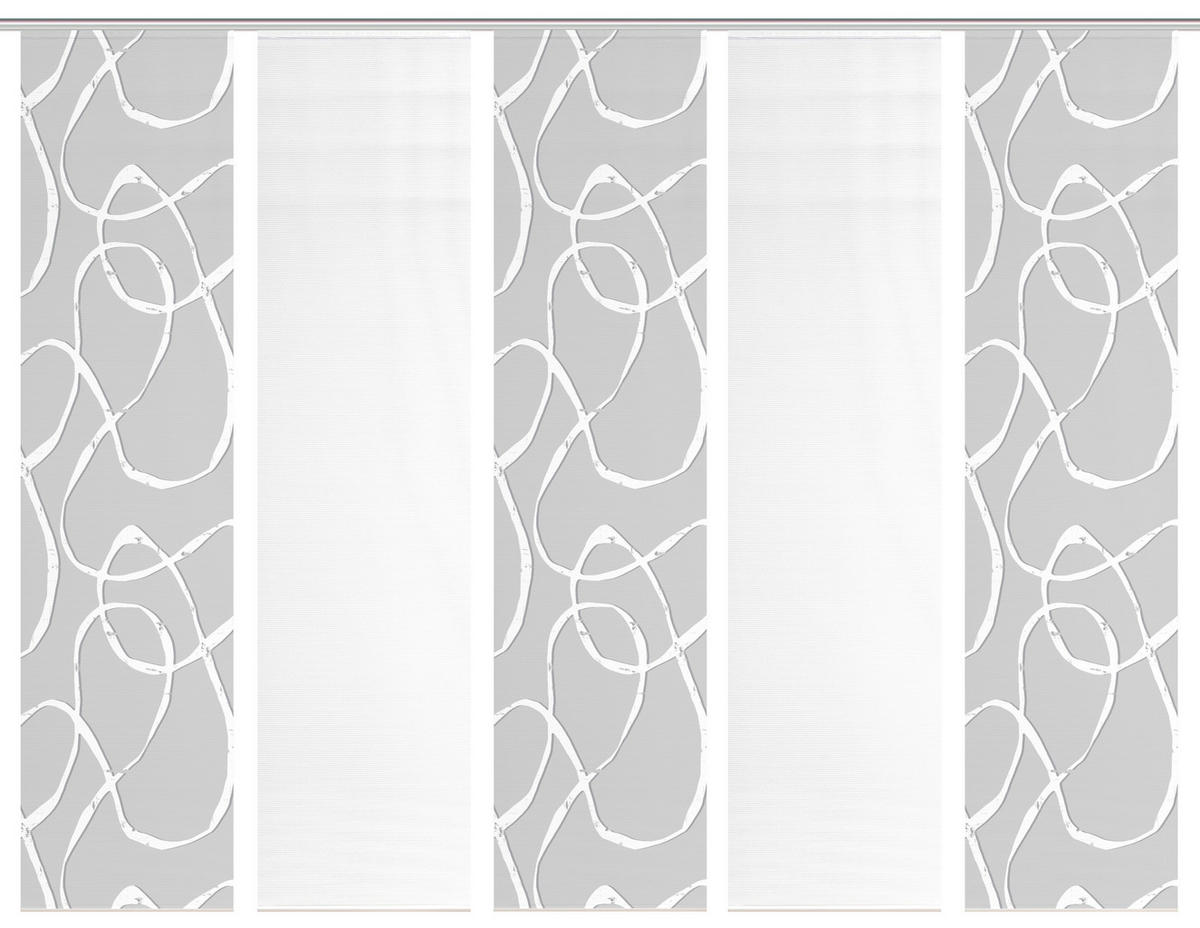 FLÄCHENVORHANG  5 Stück  blickdicht  60/260 cm   - Hellgrau/Weiß, KONVENTIONELL, Textil (60/260cm)