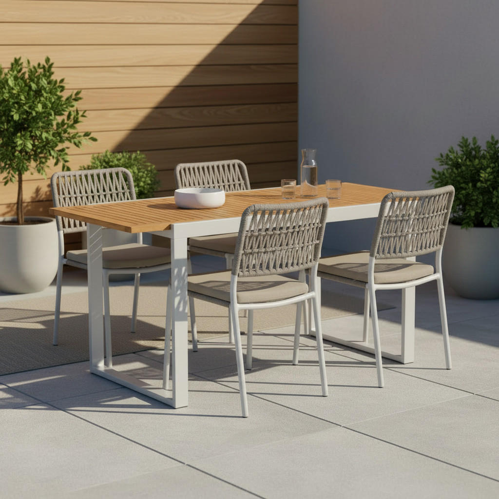 GARTENTISCH 80-120/74/70 cm Holz, Metall rechteckig  - Silberfarben/Akaziefarben, KONVENTIONELL, Holz/Metall (80-120/74/70cm) - Gardenson