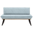 SITZBANK 160/87/64 cm Webstoff Hellblau, Eichefarben, Schwarz Eiche massiv Metall  - Eichefarben/Schwarz, Design, Holz/Textil (160/87/64cm) - Voleo