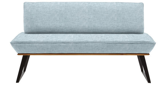 SITZBANK 160/87/64 cm Webstoff Hellblau, Eichefarben, Schwarz Eiche massiv Metall  - Eichefarben/Schwarz, Design, Holz/Textil (160/87/64cm) - Voleo