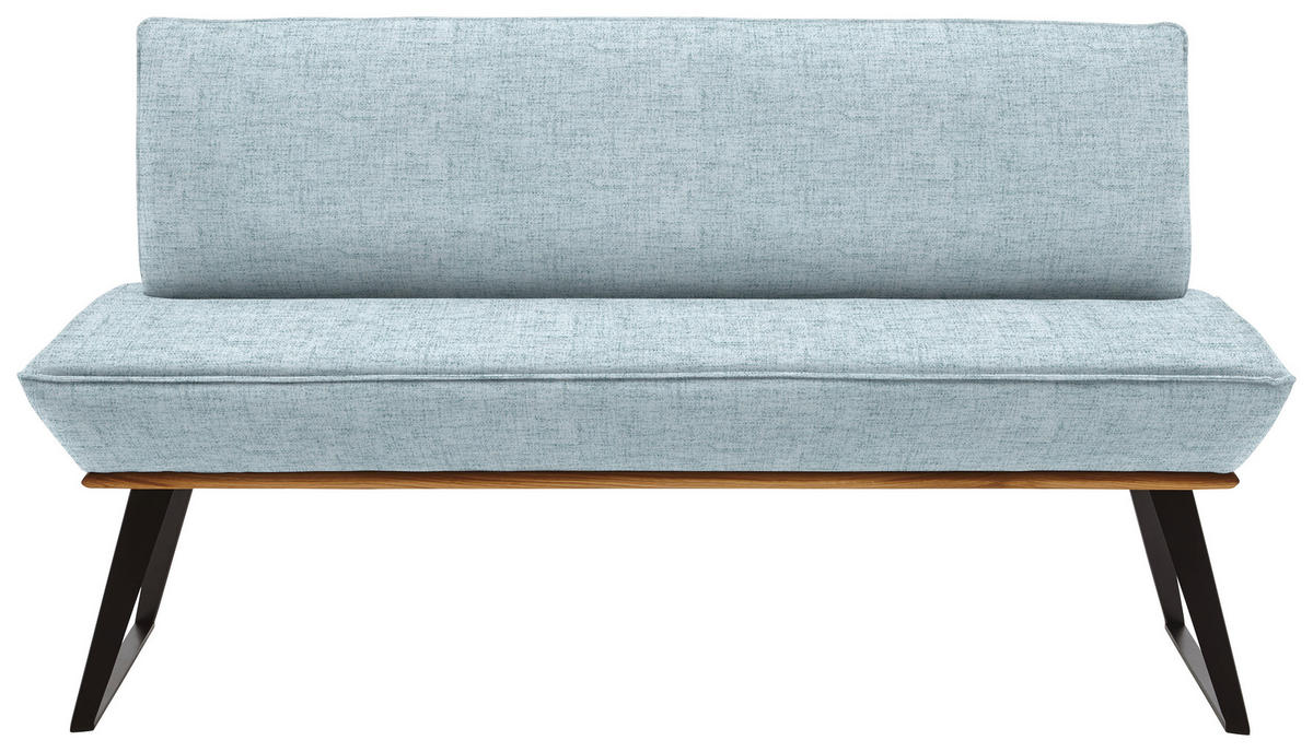 SITZBANK in Holz, Metall, Textil Schwarz, Eichefarben, Hellblau  - Eichefarben/Schwarz, Design, Holz/Textil (180/87/64cm) - Voleo