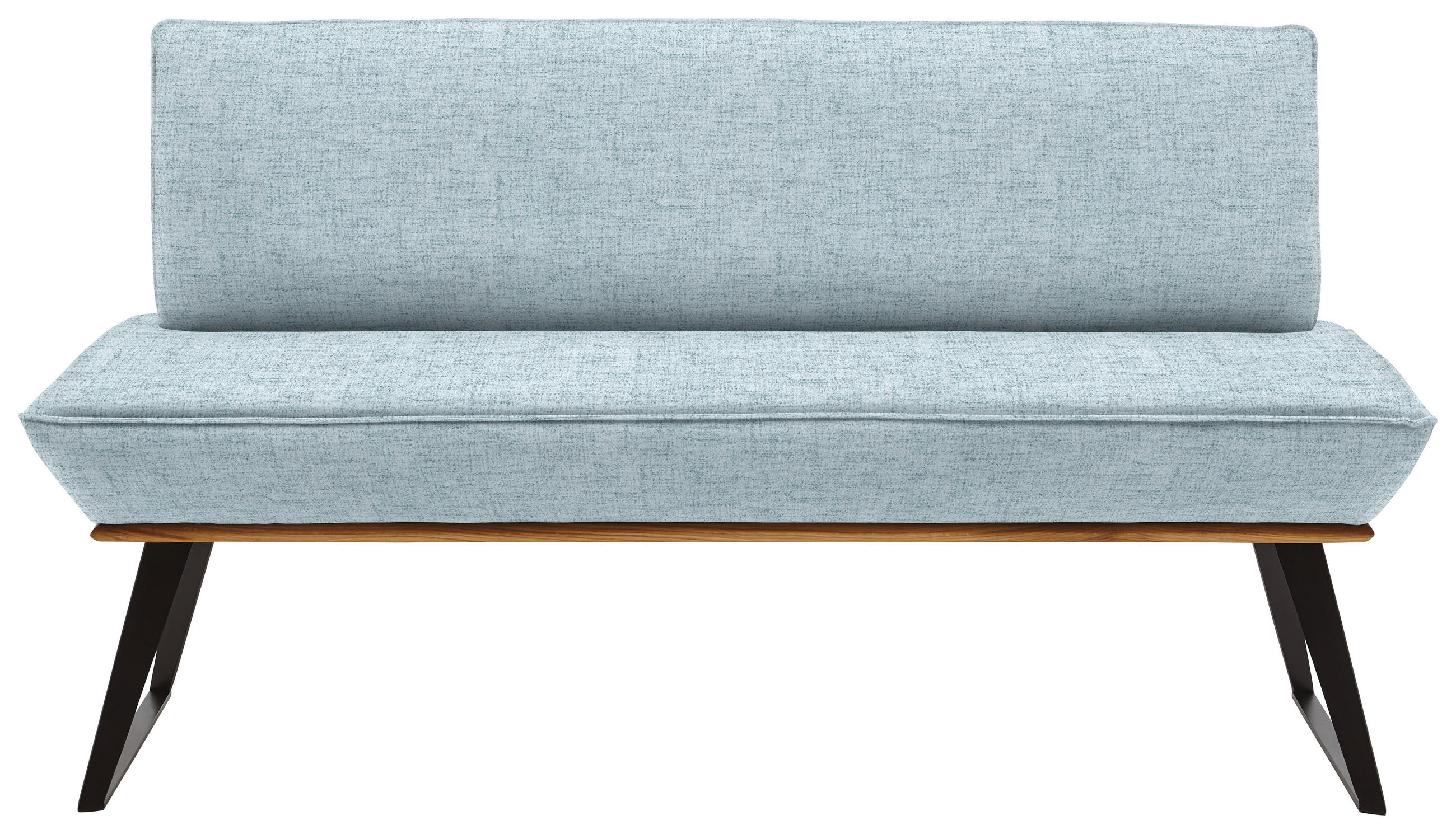 Thumbnail - Voleo Sitzbank, Schwarz, Eiche, Hellblau, Holz, Metall, Textil, Eiche, massiv, Uni, 2-3-Sitzer, 160x87x64 cm, Stoffauswa...