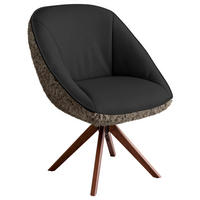 ARMLEHNSTUHL  Beinauswahl, Lederauswahl, Stoffauswahl, inklusive Armlehnen, automatische Rückholfunktion, gepolsterte Armlehnen, Sitzfläche 320° drehbar Hochflor Echtleder  - Dunkelbraun/Nussbaumfarben, Design, Leder/Holz (61/89/70cm) - Koinor