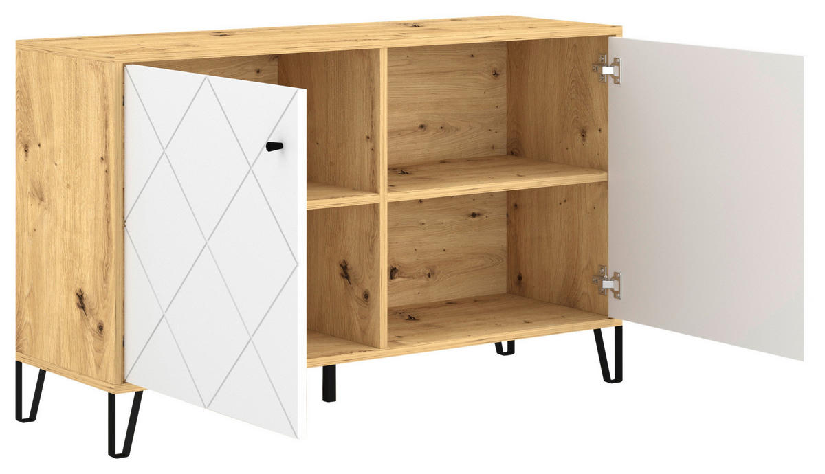 KOMMODE  in 123,4/75,2/40 cm  - Schwarz/Weiß, Design, Holzwerkstoff/Metall (123,4/75,2/40cm) - Boxxx