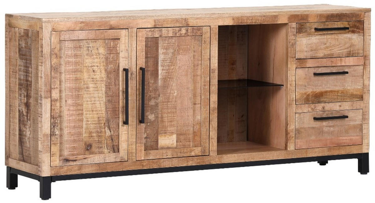 SIDEBOARD RIO  in 175/80/40 cm  - Schwarz/Naturfarben, Design, Holz/Metall (175/80/40cm) - Landscape