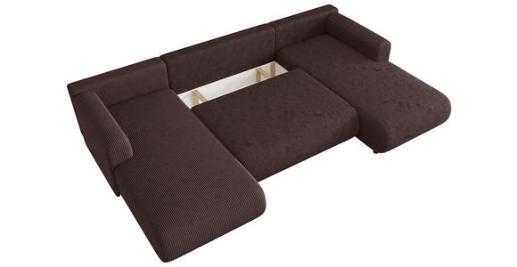 Wohnlandschaft inkl. Funktion Dunkelbraun Cord  - Dunkelbraun/Schwarz, KONVENTIONELL, Textil (200/360/200cm) - Xora