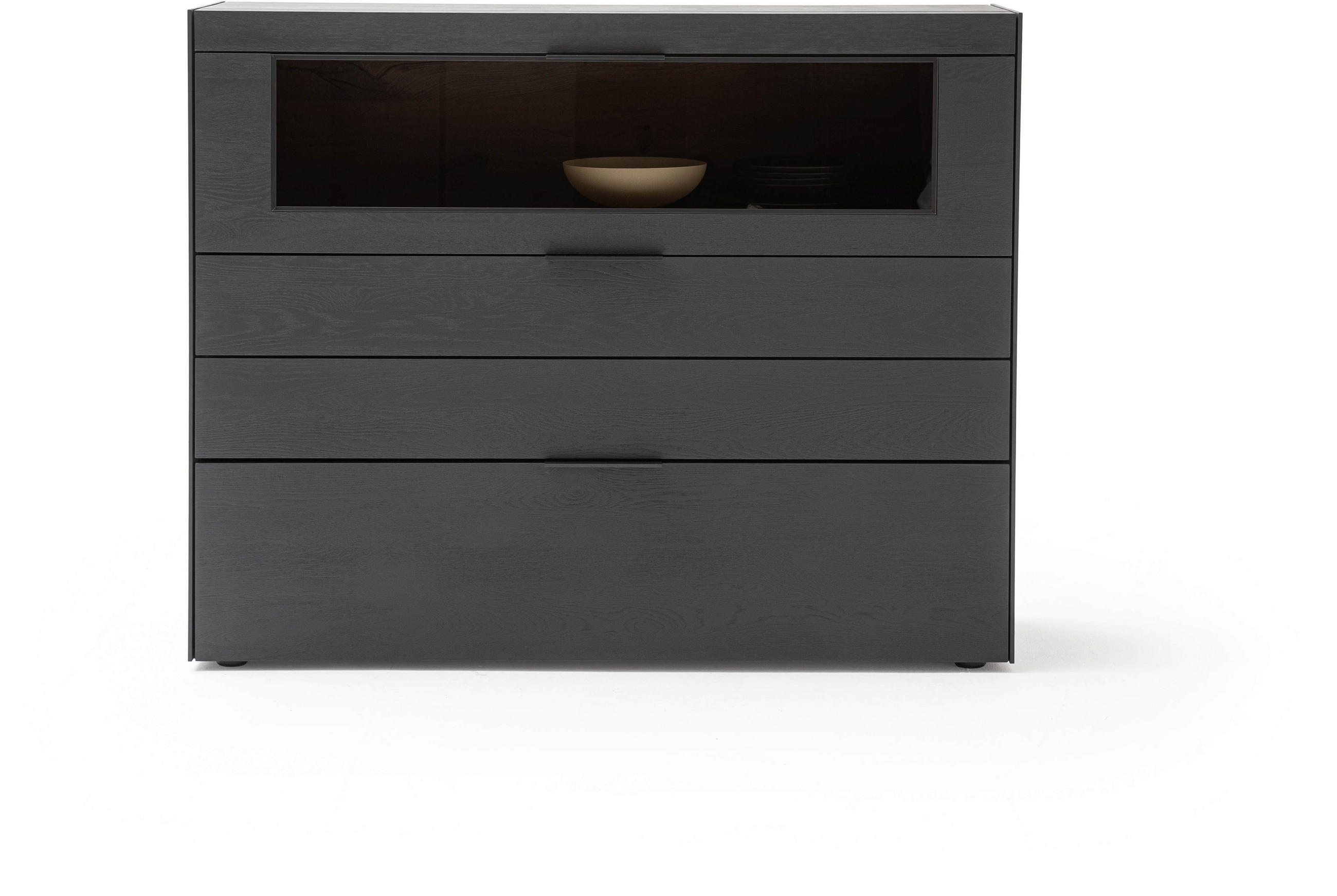 HIGHBOARD YORIS in 141/115/44 cm - Eichefarben/Anthrazit, KONVENTIONELL, Glas/Holz (141/115/44cm) - Schöner Wohnen