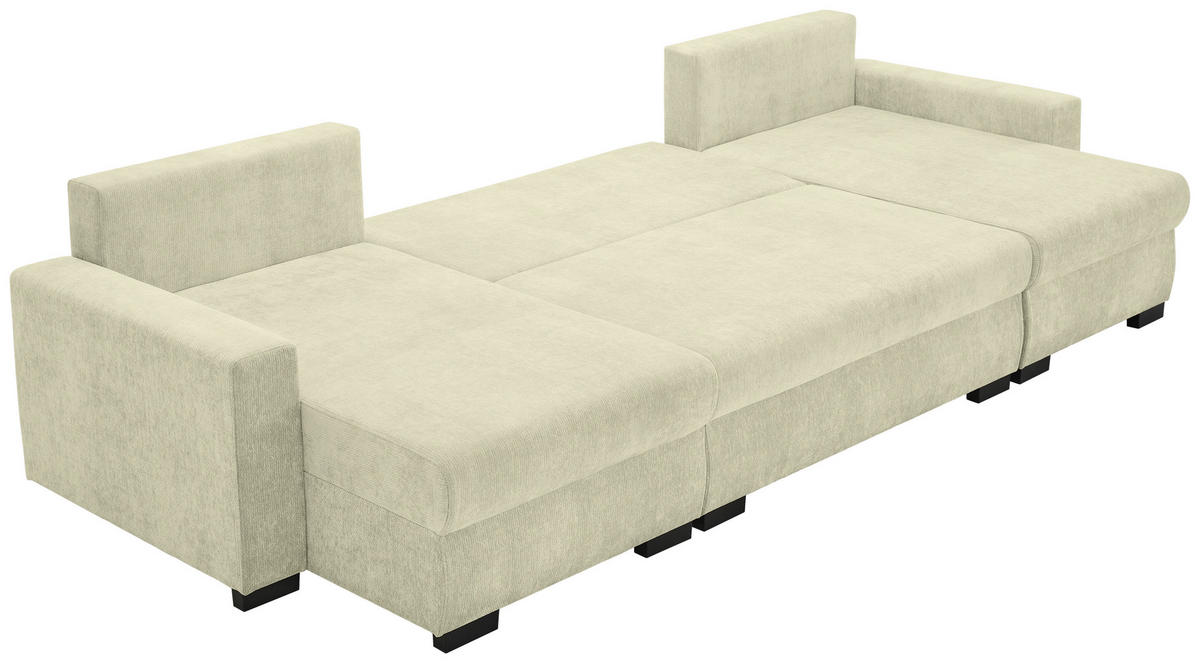 WOHNLANDSCHAFT Creme Chenille  - Creme/Schwarz, KONVENTIONELL, Kunststoff/Textil (140/328/140cm) - Ti'me