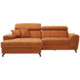 ECKSOFA in Velours Orange  - Schwarz/Orange, Design, Textil/Metall (181/267cm) - Carryhome