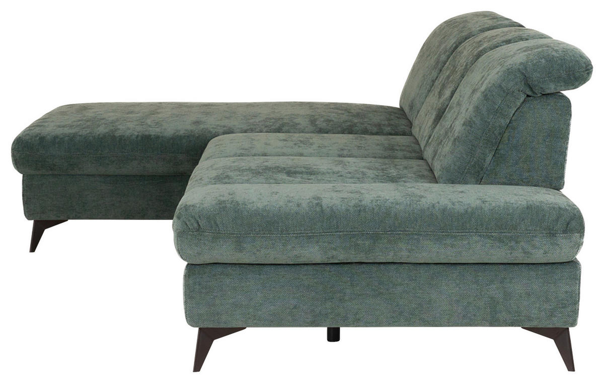 ECKSOFA Dunkelgrün Chenille  - Dunkelgrün/Schwarz, Design, Textil/Metall (198/288cm) - Beldomo Style
