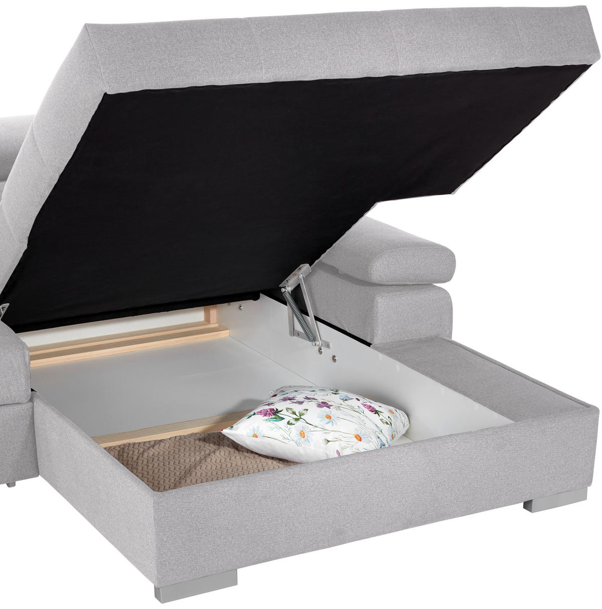 HÖRNSOFFA i velour silver  - silver, Design, trä/textil (292/183cm) - Livetastic
