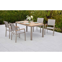 GARTENTISCHGRUPPE  - Champagner/Naturfarben, KONVENTIONELL, Kunststoff/Textil - Gardenson