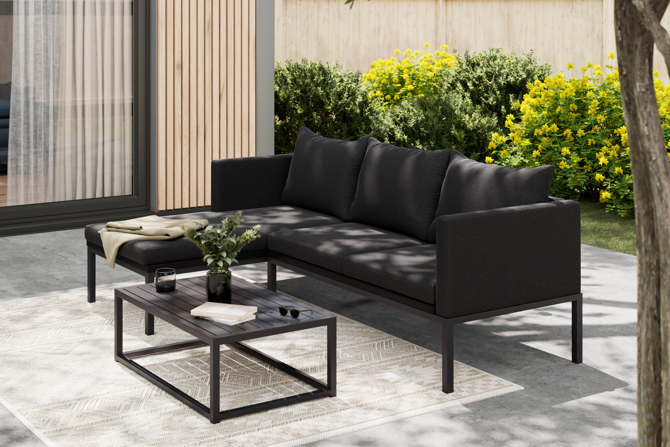 Ambia Garden Loungegarnitur Dunkelgrau 128x68x66 cm