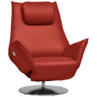 RELAXSESSEL Leder Rot  - Edelstahlfarben/Rot, Design, Leder/Metall (92/79/90cm) - Koinor