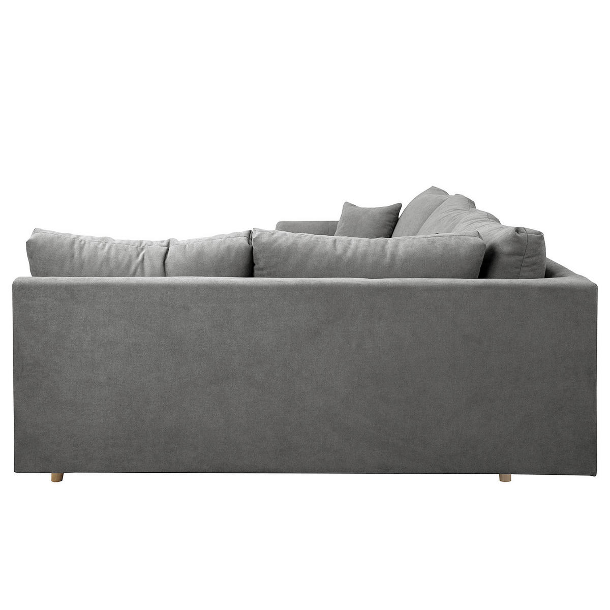 ECKSOFA Ariella Dunkelgrau Mikrofaser  - Dunkelgrau/Naturfarben, Design, Holz/Textil (231/161cm) - Livetastic