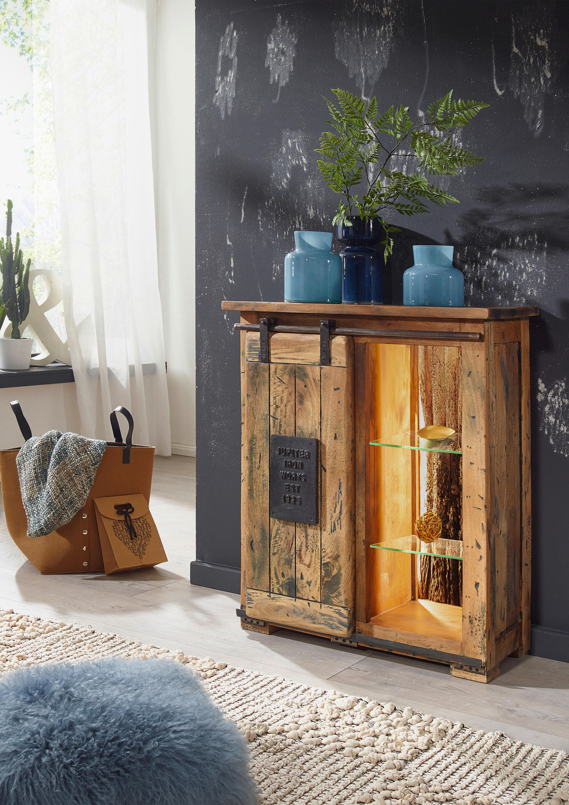 SIDEBOARD 90/100/45 cm  in Braun  - Schwarz/Braun, KONVENTIONELL, Glas/Holz (90/100/45cm) - Livetastic
