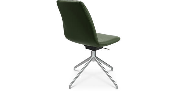 STUHL in Aluminium Echtleder pigmentiert Metall, Leder - Alufarben/Grün, Design, Leder/Metall (46/81,5-84,5/55cm) - Johann Jakob