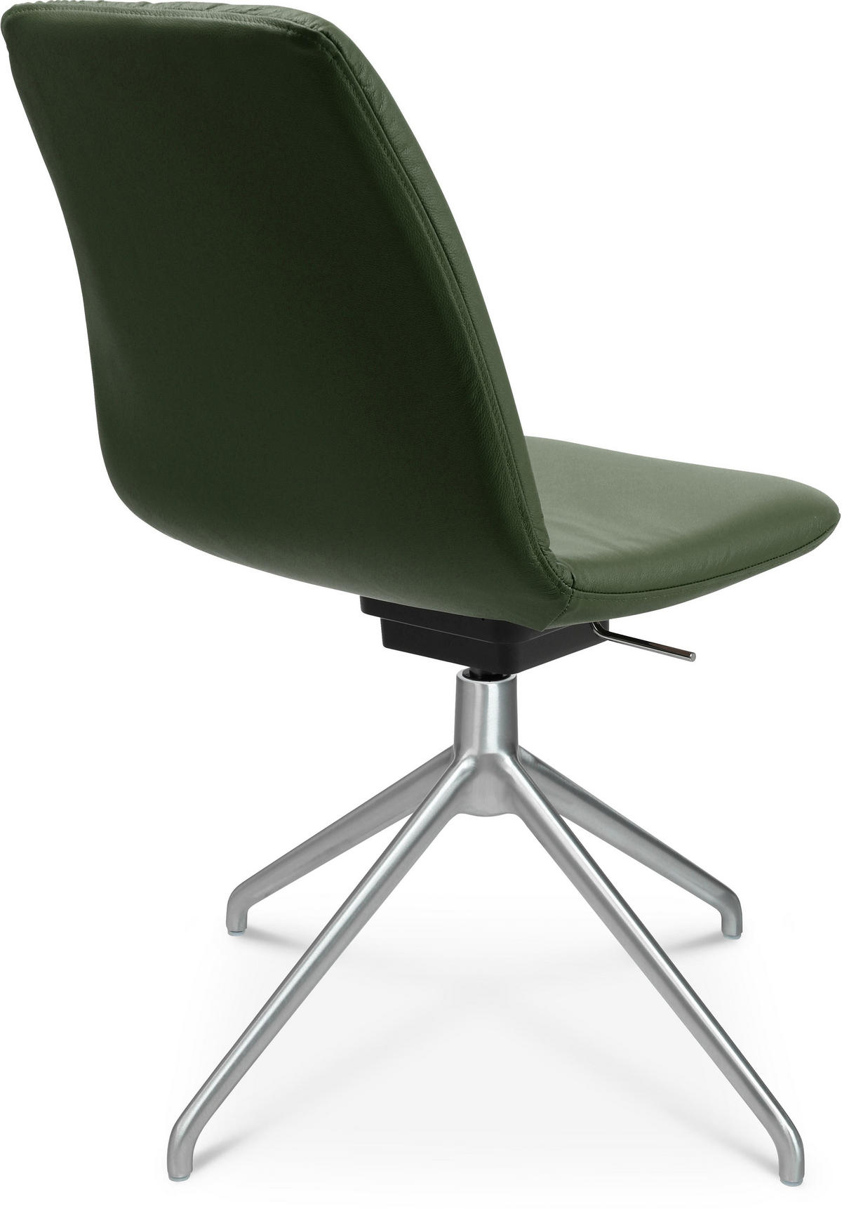 STUHL  in Aluminium Echtleder pigmentiert  - Alufarben/Grün, Design, Leder/Metall (46/81,5-84,5/55cm) - Johann Jakob