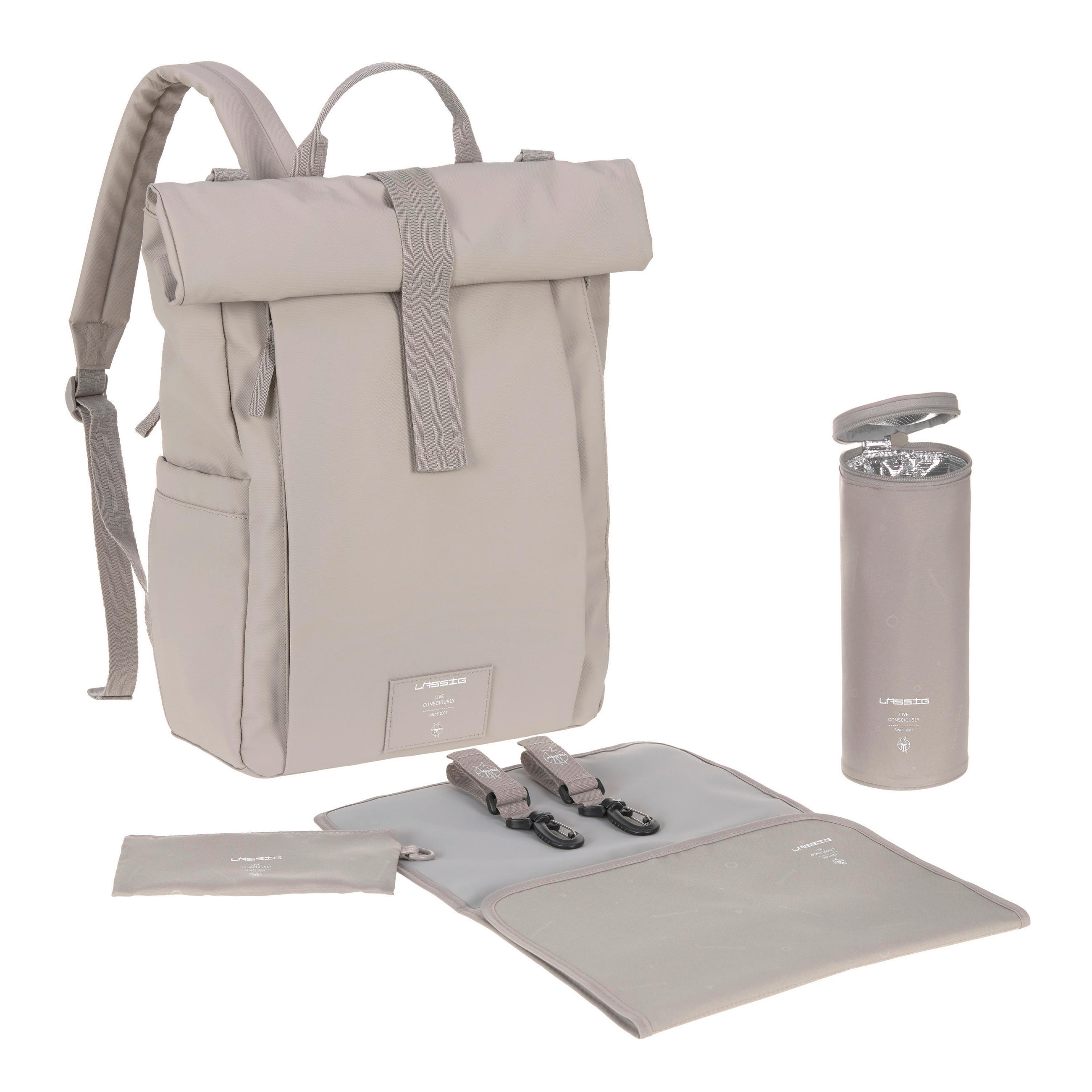 Lässig Wickelrucksack Taupe 14.5x42x29 cm